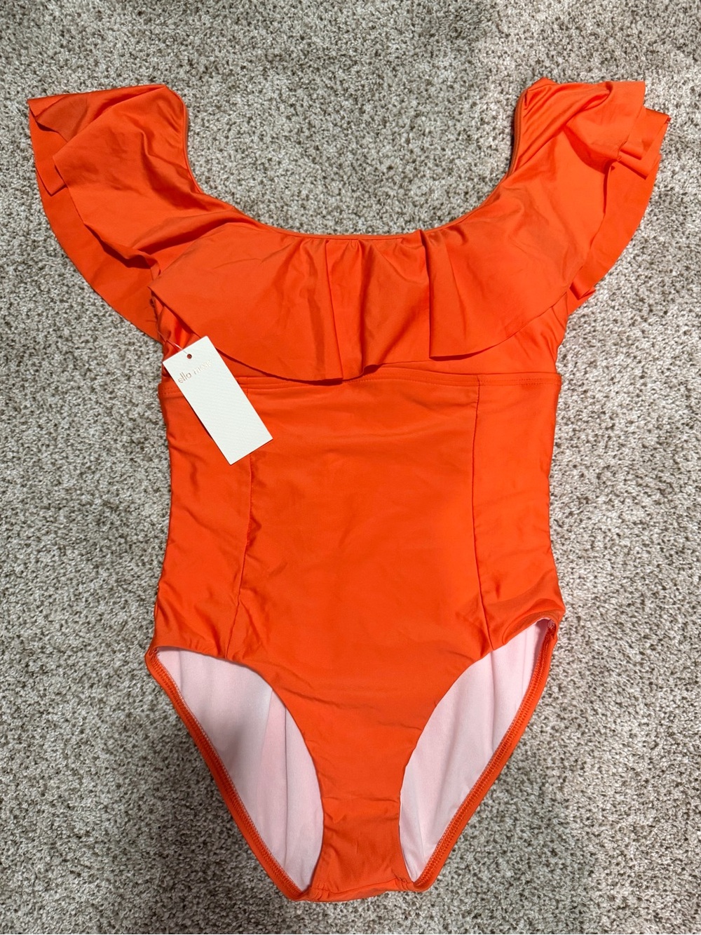 Ella Moss Orange Ruffle One-Piece Swimsuit